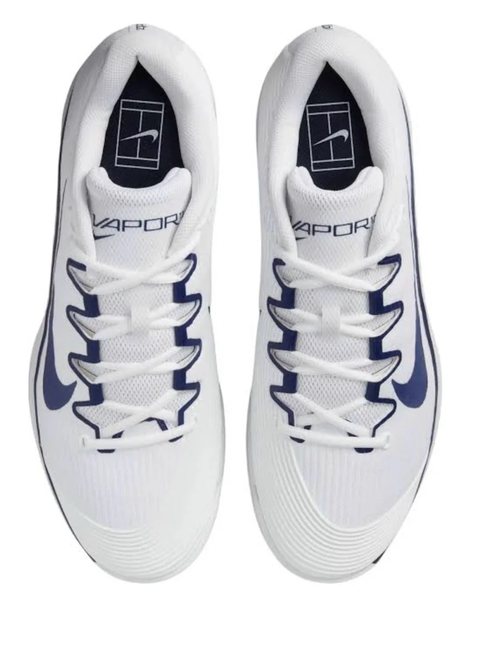 Nike White and Navy Men's Vapor Athletic Tennis Shoes